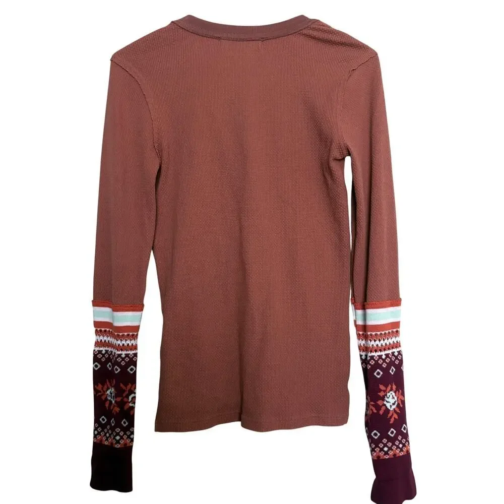 We The Free Long Sleeve Thermal Top Waffle Knit Pattern Cuffs Sm GORPCORE - Picture 2 of 6